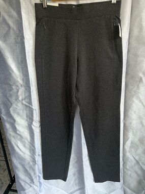 NWT Talbots Straight Leg Pants in Charcoal Gray small side pockets elastic waist
